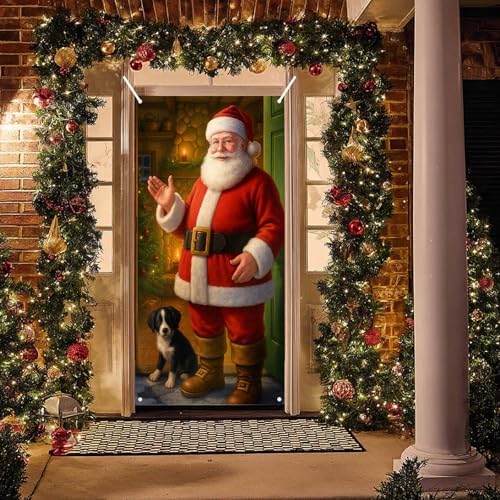 BlissYard Christmas Door Cover Ribbon Wrapped Box 35x71 Inch Polyester - Image 5