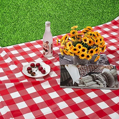Kesfey Red Gingham Tablecloth Picnic Party Checkered Table Cover 8 Packs - Image 7