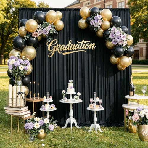 12 ft x 50 ft Black Backdrop Curtain Panels, 4 Panels Thick Fabric Photography Backdrop Drapes for Wedding Party Home Decorations - Image 6
