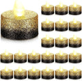 Retisee 48 Pack Flameless LED Candles Glitter Decor,Gold,Black,1.46inch by Retisee