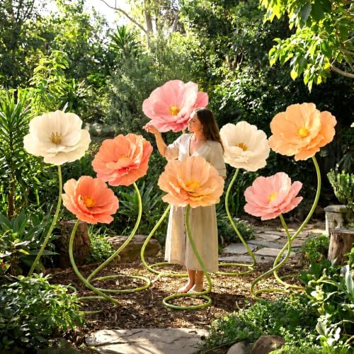 8 Pcs 5ft Large Multicolor Poppy Flowers Giant Artificial Poppy - Image 5