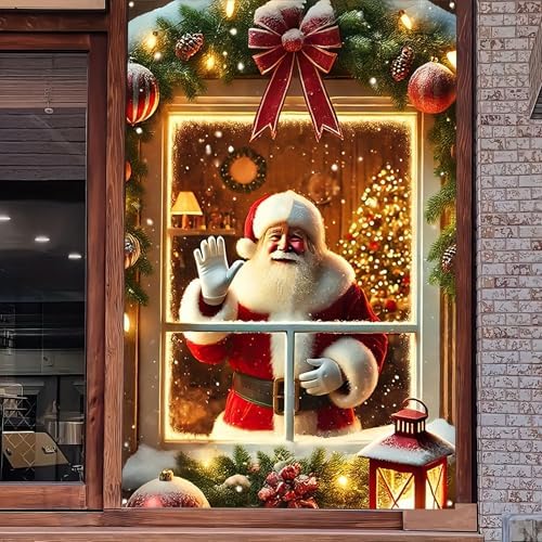BlissYard Waving Santa Claus Christmas Window Banner 31x47 by BlissYard