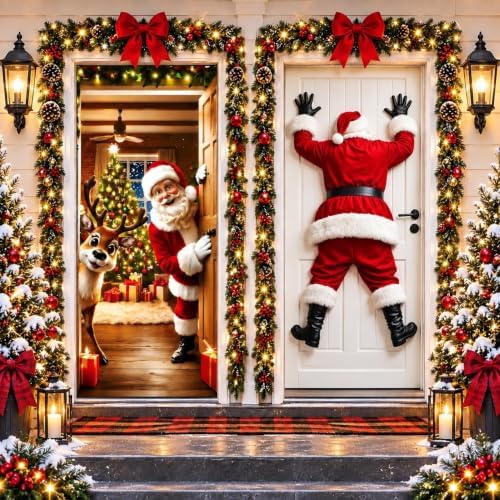 Christmas Door Cover Decorations Banner for Front Door Reindeer and Santa by Unknown
