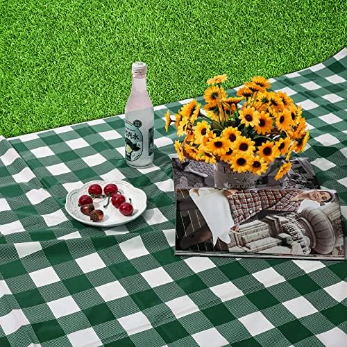 Kesfey 8 Packs Green and White Checkered Tablecovers 54 x 108 Inches Disposable Party Picnic Table Cloth SpillProof Plastic Gingham Tablecovers for Camping Decoration Party Favors - Image 7