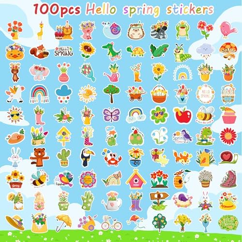 OHOME Spring Stickers | 100 PCS Flowers Stickers for Kids - Vinyl Spring Games Toys Gifts Party Favors Supplies - Kids Crafts Accessories Treats Bulk for Classroom - Image 2