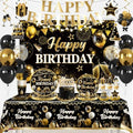 206pcs Black and Gold Birthday Decorations Men Set, for 25 Guests by Yingoto