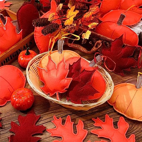 Tudomro 27 Pcs Felt Fall Tree Ornament Decoration, Leaves Pumpkin - Image 2