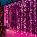 Dazzle Bright 300 LED Curtain String Lights, Valentine's Day Fairy Lights for Bedroom with 8 Lighting Modes, Connectable Waterproof Window Lights Party Wedding Garden Wall Christmas Decor, Pink by DazzleBright