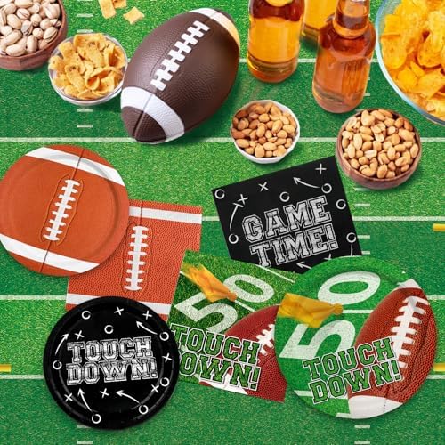 Football Party Decorations Kit for 24: Football Party Supplies Set with Plates, Dessert Plates, Napkins, Cups, Banner & Touchdown Tablecloth - for Football Tailgate Party Decorations - Image 2