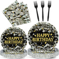 gisgfim 96Pcs Money Birthday Party Supplies Paper Plates Napkins by gisgfim