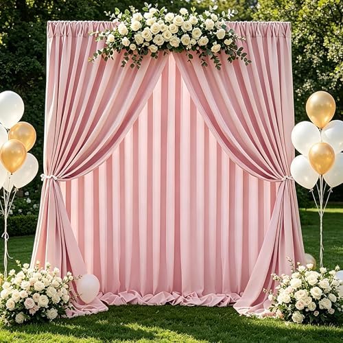 Dusty Rose Backdrop Curtains 30ftx8ft Wedding Polyester Photo Drapes by SoarDream