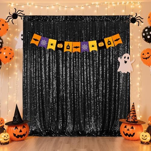 Poise3EHome 6FT x 8FT Black Sequin Photography Backdrop Curtain for Party Decoration - Image 6