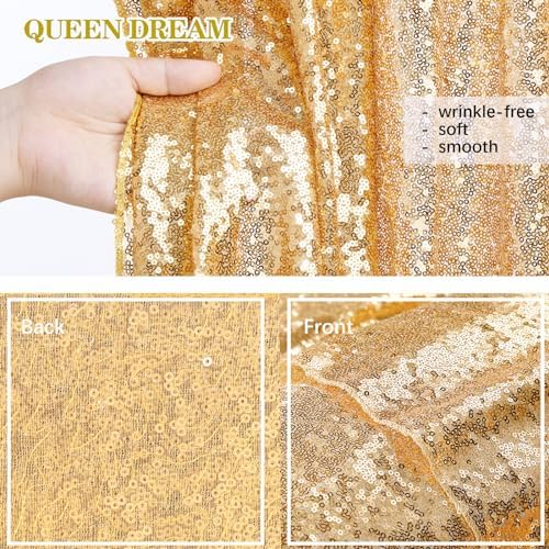 Gold Sequin Backdrop Curtains 2 Panels 2FTx8FT Glitter Gold Photo Backdrop - Image 3