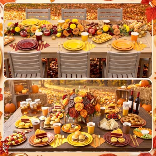 Zhehao 350 Pcs Orange Brown Fall Party Supplies Serve 50 Guests - Image 6