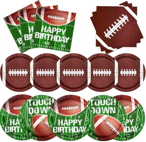 Football Party Supplies Paper Plates and Napkins for Football Birthday Party Football Gameday Tailgate Party, Football Theme Party Decoration, Serve 25 by Dydamud