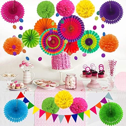 Mexican Party Decorations Multicolored Fiesta Paper Fan Party Decorations - Image 6