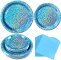 Light Blue Iridescent Party Plates & Napkins, 75 Pcs Decoration Tableware by Unknown