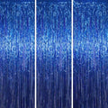 Voircoloria Blue Foil Fringe Backdrop Curtains, 3.3x8.2ft, 3 Pack by Voircoloria