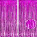 BRAVESHINE Hot Pink Foil Fringe Curtains，Metallic Party Streamers Backdrop by BRAVESHINE
