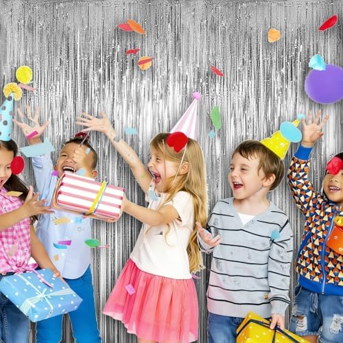 5 Pack 3.28ft x 6.56ft Glitter Silver Tinsel Foil Fringe Curtains, Photo Booth Backdrop Party Decorations for Birthday Wedding Engagement Baby Shower Graduation Bachelorette New Years - Image 6