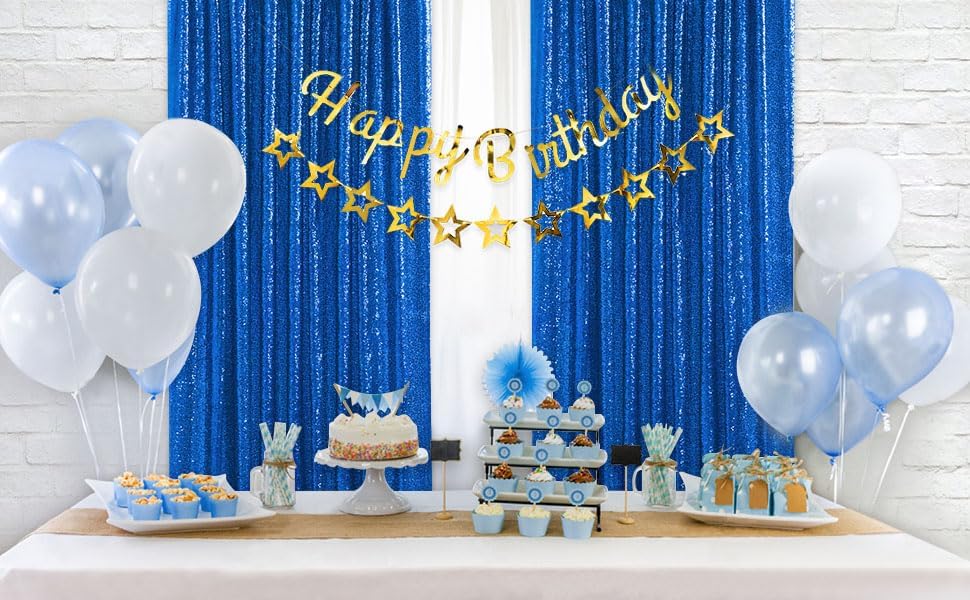 Royal Blue Sequin Backdrop Curtains,2 Panels 2FTx8FT Blue Curtain Backdrop Glitter Party Decorations Background Drapes for Wedding Birthday Anniversary Graduation Photo Booth Decor - Image 5