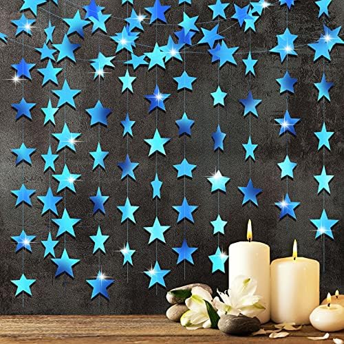 Patelai 130 ft Star Garland Banner Decor,Holographic Blue by Patelai