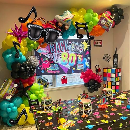 90s 80s Disco Theme Party Decorations, 171Pcs Balloon Arch Kit with Retro Disco Ball Radio Glasses Roller Skate Musical Note Chain Star Foil Balloons for Back to 90s 80s Hip Hop Birthday Supplies - Image 6