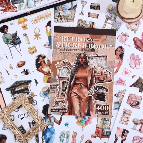 Black Girl Sticker Book, 400+ Vintage Scrapbook Stickers for Black Teen Girls & Women, 30 Pages of Waterproof Vinyl Aesthetic Decals Motivational Quotes for Journaling Planner, Scrapbooking, Laptop - Image 2