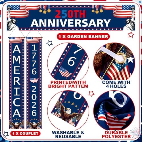 Smoothnovelty 3 Pcs Dark Blue 250th Anniversary Banner - Image 2