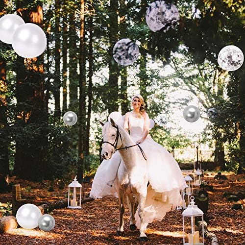 Hiquaty Silver Balloons,50pcs 12 Inch Silver and White Balloons - Image 5
