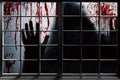 Renaiss 7x5ft Bloody Halloween Backdrop Ghost Shadow Dripping Blood Photography Background Bloody Window Nightmare Horror Party Decor Banner Kids Adults Creepy Photo Booth Props by Renaiss
