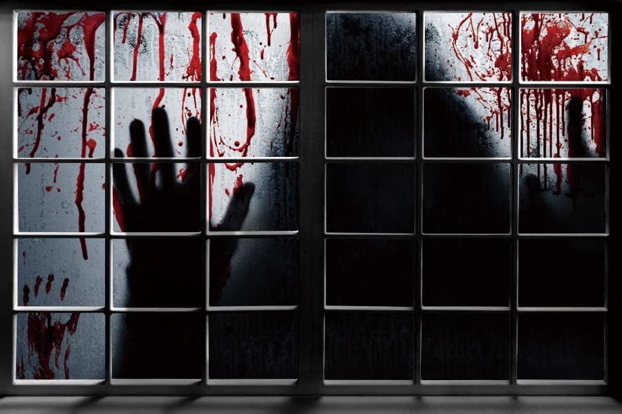 Renaiss 9x6ft Bloody Halloween Backdrop Ghost Shadow Dripping Blood Photography Background Bloody Window Nightmare Horror Party Decor Banner Kids Adults Creepy Photo Booth Props by Renaiss