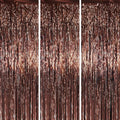Voircoloria Brown Foil Fringe Backdrop Curtains, 3.3x6.6ft, 3pcs by Voircoloria