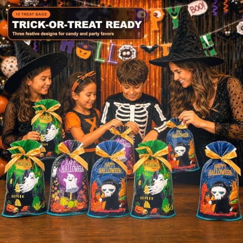 UJoyant 101 Pcs ​Halloween Party Decorations, Halloween Party Supplies - Ghost and Bat Pumpkin Banner, Multi Balloons, Photo Booth Props, Candy Gift Bags, Spider Wed - Image 6