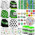 122Pcs Soccer Party Favors Drawstring Bags Including Silicone and Slap bracelets, Keychains, Tattoo Stickers,Mini Ball for Soccer Themed Party Supplies by Unknown