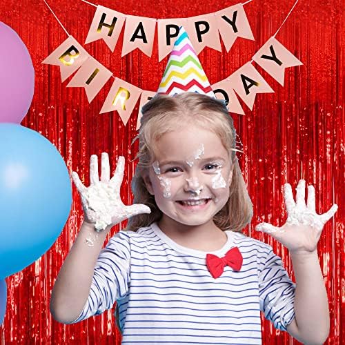 10 Pack Foil Curtain Backdrop Red Metallic Tinsel Foil Fringe Curtains Photo Booth Props for Birthday Wedding Engagement Baby Shower Bachelorette Christmas Holiday Celebration Party Decorations - Image 2