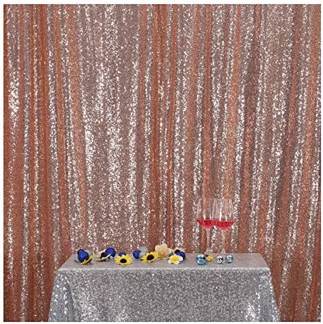 Poise3EHome 7FT x 7FT Rose Gold Sequin Photography Backdrop Curtain for Party Decoration, Rose Gold by Poise3EHome