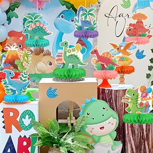 Dinosaur Birthday Party Supplies Kit - Dinosaur Themed Table Decorations with Honeycomb Centerpiece for Splendid Birthday Party Decorations - Image 7