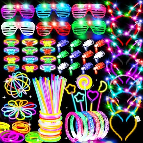 156Pcs Glow In The Dark Party Supplies for Kids & Adult Neon Accessories by Thremhoo