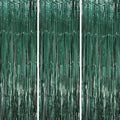 Voircoloria Retro Green Foil Fringe Backdrop Curtains,3.3x8.2ft, 3 Pack by Voircoloria