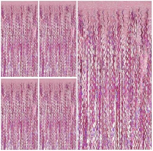 Tinsel Foil Fringe Curtains Wavy Backdrop for Parties Sparkle Metallic Wavy Foil Fringe Backdrop Curtain for Party Decorations Photo Booth Props for Birthday Graduation Wedding by BOMSI