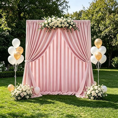 Dusty Rose Backdrop Curtains 10ftx8ft Wedding Polyester Photo Drapes - Image 5