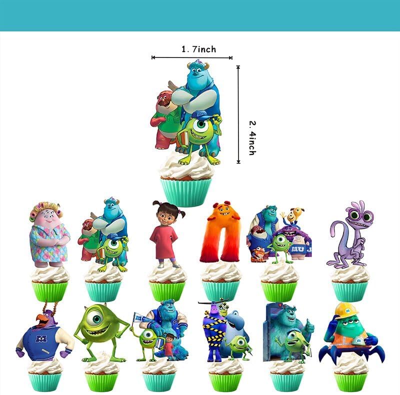 Cartoon For Monster Party Supplies,Birthday Decorations Set Include Banner, Balloons, Hanging Swirls, Cake Cupcake Toppers for Boys Girls Party. - Image 4