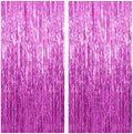 2 Pack Hot Pink Backdrop Curtain Party Streamers Hot Pink Birthday Decorations Foil Fringe Photo Backdrop Party Supplies Fiesta Grad Theme Decorations by KEJ