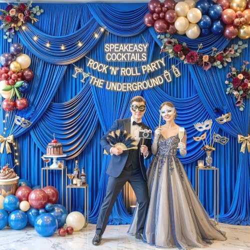 8 Panels Royal Blue Backdrop Curtain for Wedding Parties Wrinkle Free Blue Photo Curtains Backdrop Drapes Fabric Decoration for Birthday Party Baby Shower 40ft(W) x 10ft(H) - Image 2
