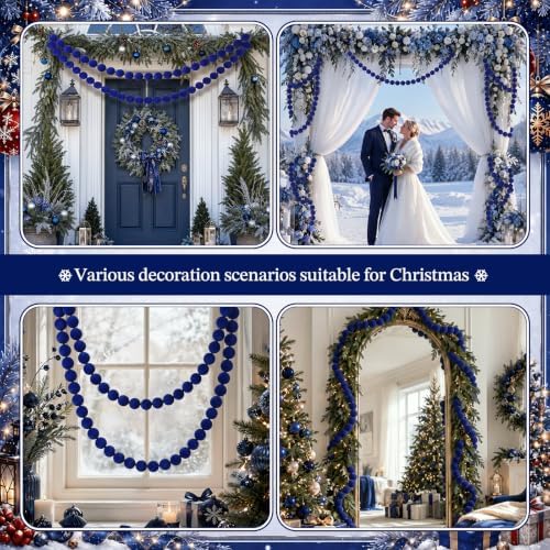 Canlierr 2 Pcs 6.5ft Christmas Velvet Ball Garland Mantle Decorations 60mm - Image 6