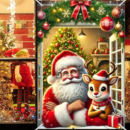 BlissYard Santa Reindeer Gnome Christmas Door Banner 6x4ft - Image 4
