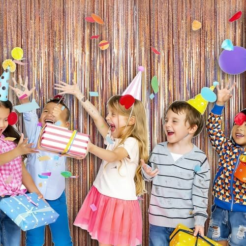 5 Pack 3.28ft x 6.56ft Glitter Rose Gold Tinsel Foil Fringe Curtains, Photo Booth Backdrop Party Decorations for Birthday Wedding Baby Shower Galentines Bachelorette New Years - Image 6