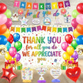 We Appreciate You Banner Decorations Set,Wihte Thank You for All You Do Backdrop with Honeycomb Centerpieces and Hanging Swirls, Office Employee Staff Teacher Appreciation Party Supplies Kit by Bafode