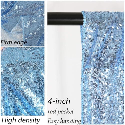 Baby Blue Sequin Backdrop Curtain 8ft x 8ft Sequin Glitter Background - Image 7